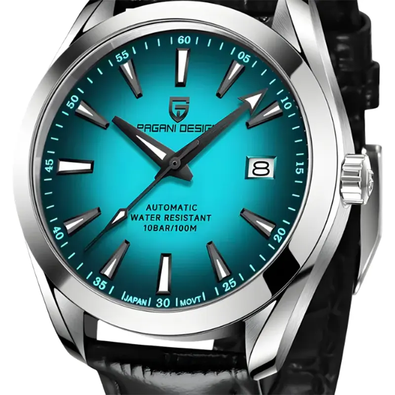 Pagani Design Aqua Terra Vivid Gradient Blue Dial Leather Men's Watch- PD-1688